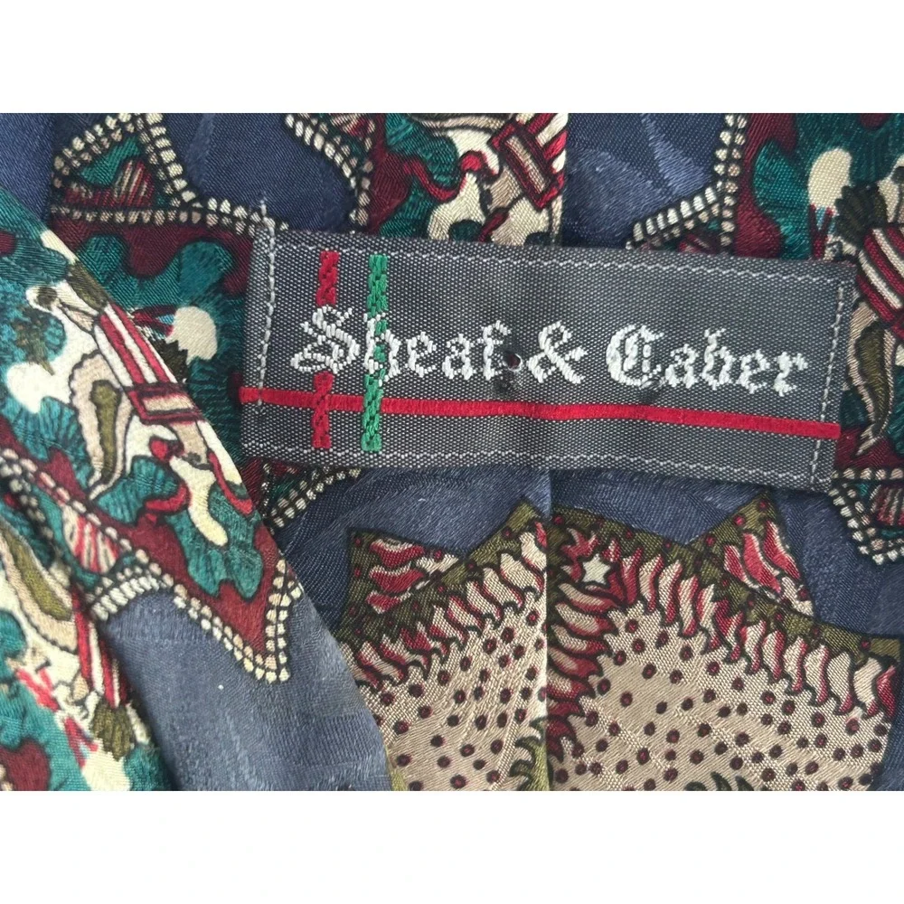 Sheaf & Caber Mens Silk Tie Blue Patriotic Eagle Stars Stripes Americana USA